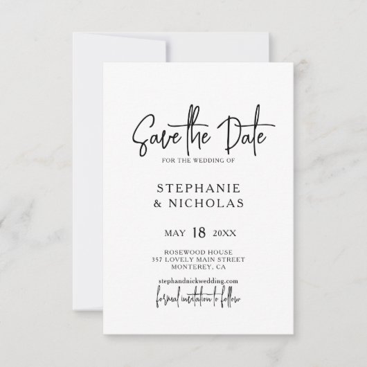 Moderne typografie script QR-code bruiloft Save The Date (Voorkant)