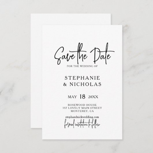 Moderne typografie script QR-code bruiloft Save The Date (Voorkant / Achterkant)