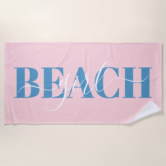 Moderne typografie script roze blauwe strand citaa strandlaken (Voorkant)