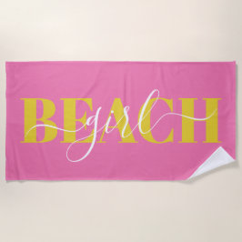 Moderne typografie script roze gele strand citaat strandlaken