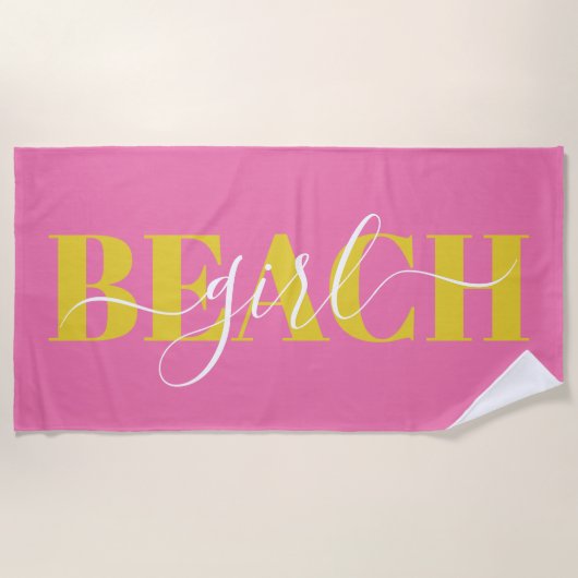Moderne typografie script roze gele strand citaat strandlaken (Voorkant)