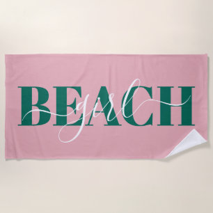 Moderne typografie script roze groene strand citaa strandlaken