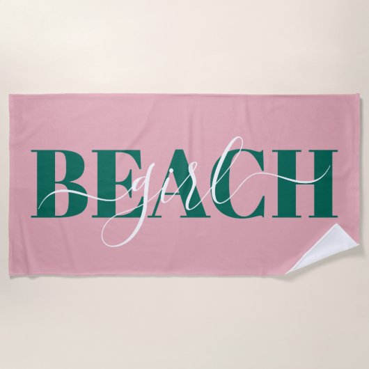 Moderne typografie script roze groene strand citaa strandlaken (Voorkant)