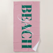 Moderne typografie script roze groene strand citaa strandlaken (Voorkant)