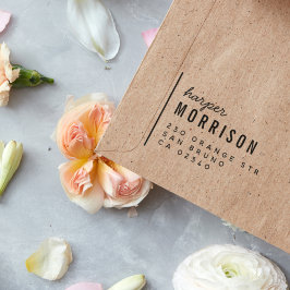 Moderne typografie-scriptnaam en -retouradres  zelfinktende stempel