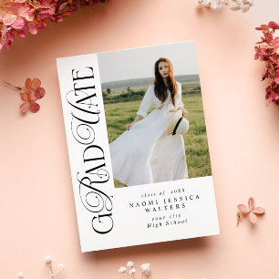 Moderne typografie serif foto elegante afstuderen kaart