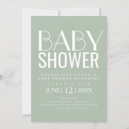 Moderne Typografie Simple Cotton Plant Baby shower Kaart (Voorkant)