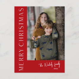 Moderne Typografie Simple Merry-kerstfoto Feestdagenkaart