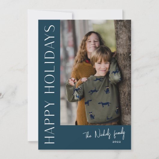 Moderne Typografie Simple Photo Happy Feestdagenkaart (Voorkant)
