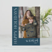 Moderne Typografie Simple Photo Happy Feestdagenkaart (Staand voorkant)