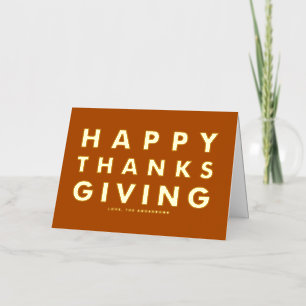 Moderne Typografie Sinaasappel Happy Thanksgiving  Folie Wenskaart