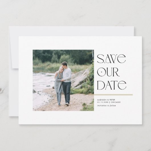 Moderne typografie Sla de datum Vierkant Foto Save The Date (Voorkant)