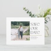Moderne typografie Sla de datum Vierkant Foto Save The Date (Staand voorkant)