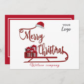 Moderne typografie Sledge Christmas logo Feestdagenkaart (Voorkant / Achterkant)