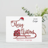 Moderne typografie Sledge Christmas logo Feestdagenkaart (Staand voorkant)