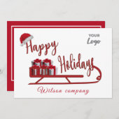 Moderne typografie Sledge Prettige feestdagen logo Feestdagenkaart (Voorkant / Achterkant)