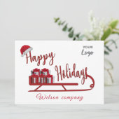 Moderne typografie Sledge Prettige feestdagen logo Feestdagenkaart (Staand voorkant)