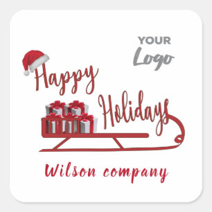 Moderne typografie Sledge Prettige feestdagen logo Vierkante Sticker