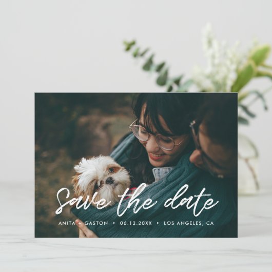 Moderne typografie Sparen de kaart van de datumfot (Staand voorkant)