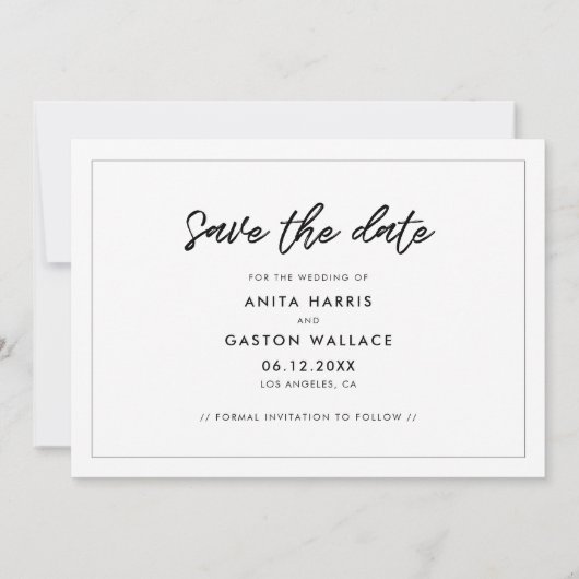 Moderne typografie Sparen de kaart van de datumfot (Achterkant)