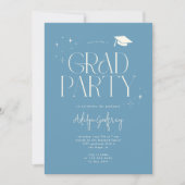 Moderne typografie Star Denim Blauwe Afstudeerfees Kaart (Voorkant)