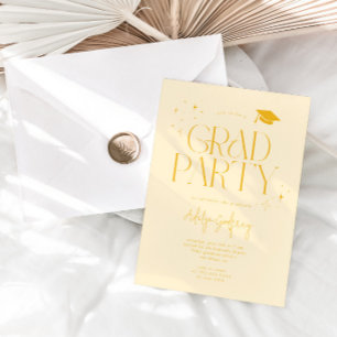 Moderne typografie sterren gele afstudeerfeest  kaart
