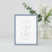 Moderne typografie Stofblauw Bewaar de datum Briefkaart (Staand voorkant)