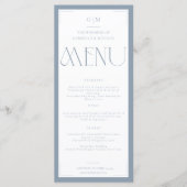 Moderne Typografie Stofblauw Bewaar De Datum Menu (Voorkant)