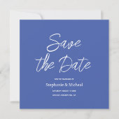 Moderne typografie - Stofblauw Save The Date (Voorkant)