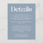 Moderne Typografie Stoffig Blauw Bruiloft Details Informatiekaartje (Voorkant)