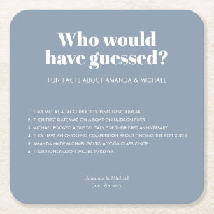 Moderne Typografie Stoffig Blauw Bruiloft Leuke Fe Kartonnen Onderzetters