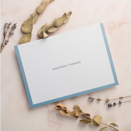 Moderne Typografie Stoffig Blauw Rand Stationery Notitiekaartje