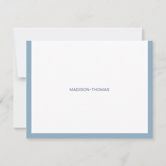 Moderne Typografie Stoffig Blauw Rand Stationery Notitiekaartje (Voorkant)