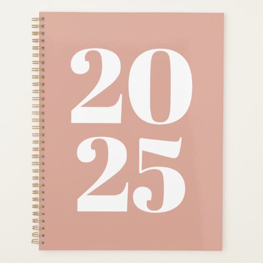 Moderne typografie stoffige roze custom jaar monog planner (Voorkant)
