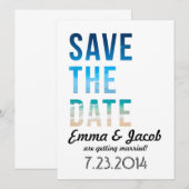 Moderne typografie strand bruiloft save the date kaart (Voorkant / Achterkant)