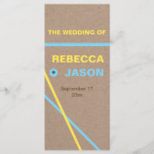 Moderne typografie & strepen bruiloft programma programmakaart (Voorkant)