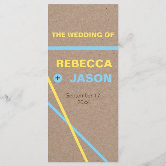 Moderne typografie & strepen bruiloft programma programmakaart (Voorkant)