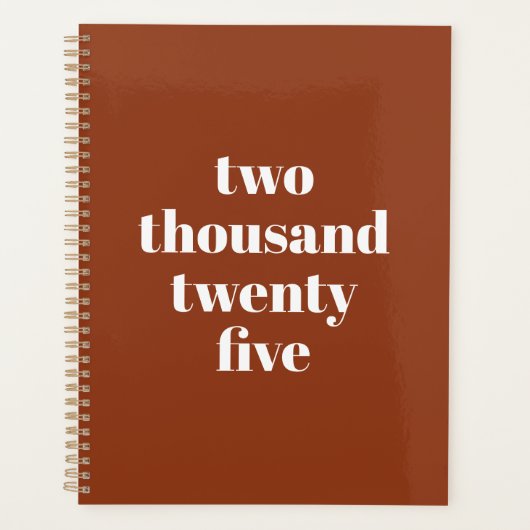 Moderne typografie terracotta aangepaste jaar teks planner (Voorkant)