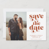 Moderne Typografie Terracotta Photo Save the Date (Voorkant)