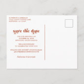 Moderne Typografie Terracotta Photo Save the Date Aankondigingskaart (Achterkant)