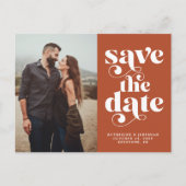 Moderne Typografie Terracotta Photo Save the Date Aankondigingskaart (Voorkant)