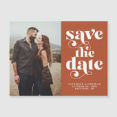 Moderne Typografie Terracotta Photo Save the Date Magnetische Uitnodiging (Voorkant)