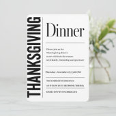 Moderne typografie Thanksgiving-diner Kaart (Staand voorkant)