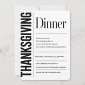 Moderne typografie Thanksgiving-diner Kaart (Voorkant)