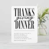 Moderne typografie Thanksgiving-diner Kaart (Staand voorkant)