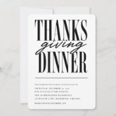 Moderne typografie Thanksgiving-diner Kaart (Voorkant)