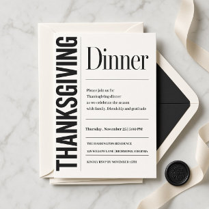 Moderne typografie Thanksgiving-diner Kaart