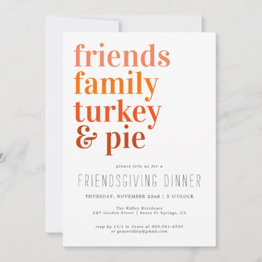 Moderne typografie | Thanksgiving Dinner Party Kaart (Voorkant)