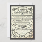  moderne typografie Ticket Wedding Invite Kaart (Voorkant)
