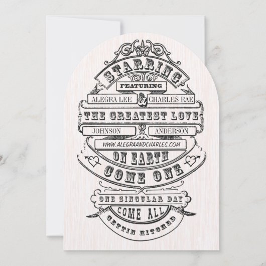  moderne typografie Ticket Wedding Invite Kaart (Achterkant)